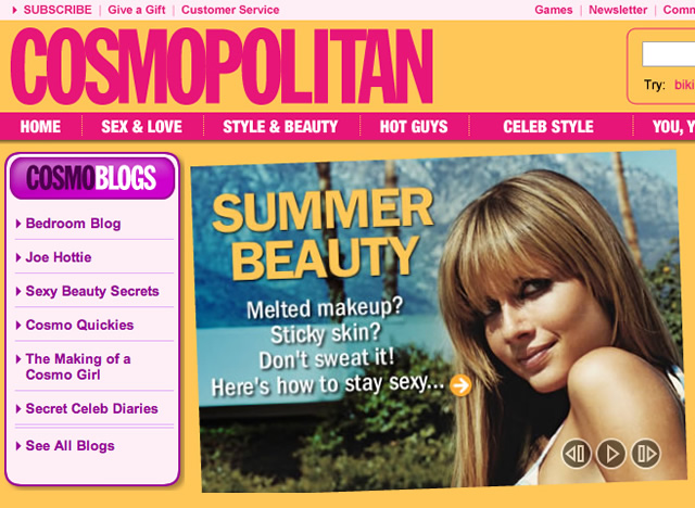 Cosmopoiltan blog module and homepage promo
